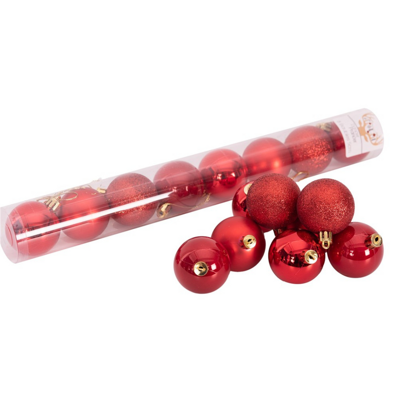 Red oval-shaped shatterproof Christmas bauble, 8x5cm festive ornament