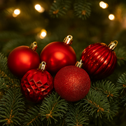 Red shatterproof berry-style Christmas bauble cluster, 35x6cm festive hanging decoration