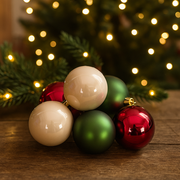 Shatterproof baubles in assorted berry tones, 6x6cm, with mixed finishes for festive decorating