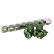 Forest green oval shatterproof baubles with shiny, pearl, and glitter finishes – 8x5cm Christmas ornaments