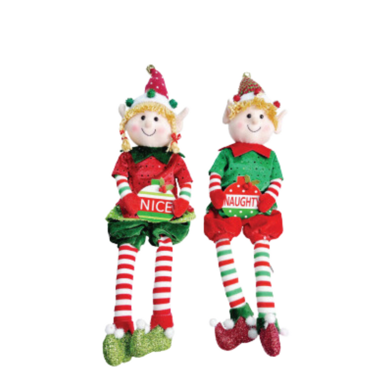Ronis Shelf Nice Naughty Elf Dangly Legs 62cm Assorted