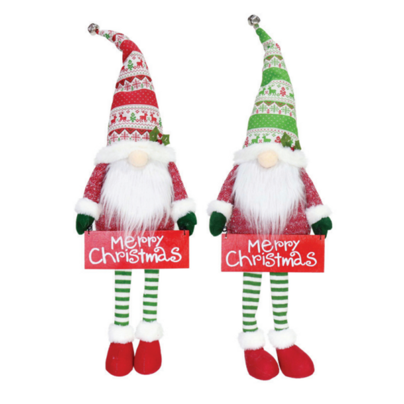 Ronis Shelf Sit Gnome Dangly Legs Merry Christmas Sign 82cm