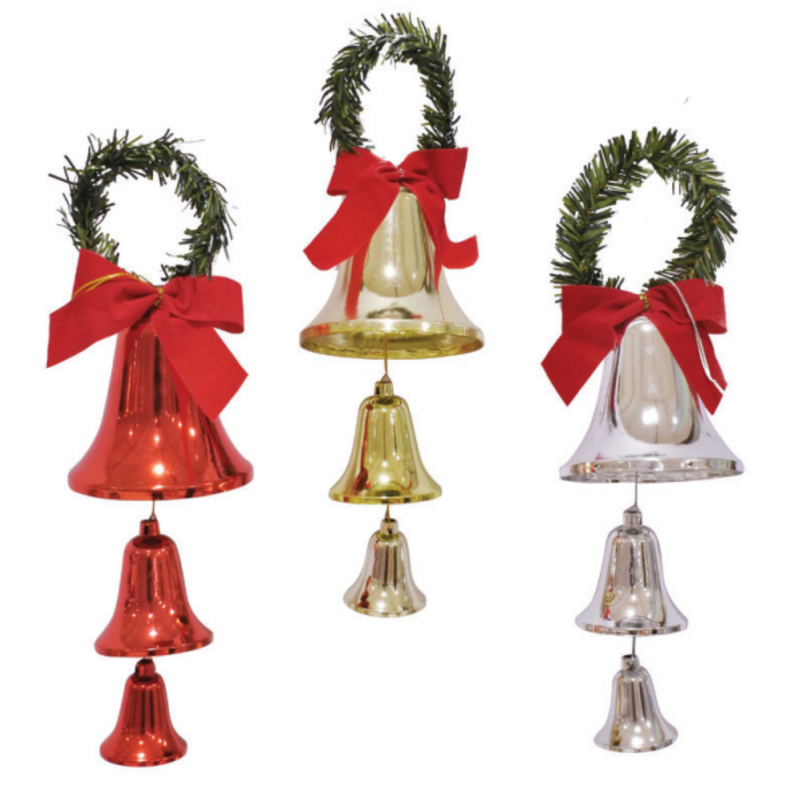 Ronis Shiny Bells 3pc Tinsel Hanger Assorted