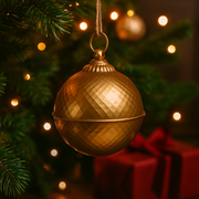 Shiny 17.5cm gold metal Christmas bell ornament for hanging décor