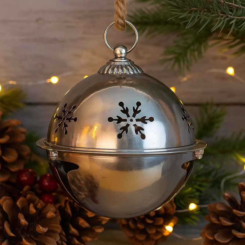 23cm shiny silver metal Christmas bell decoration