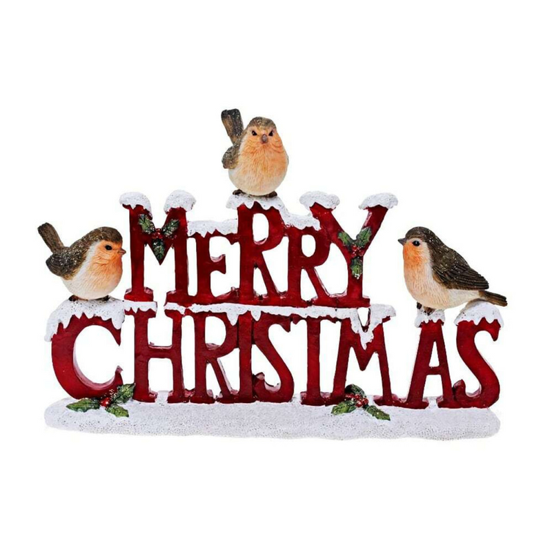 Ronis Sign Merry Christmas Red Birds 20cm