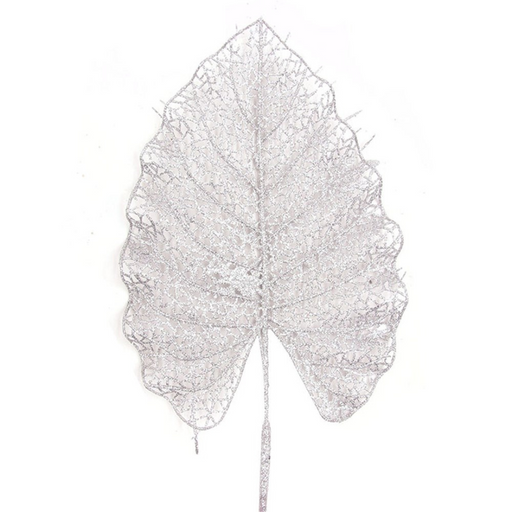Ronis Silver Glitter Monstera Leaf Stem 50cm