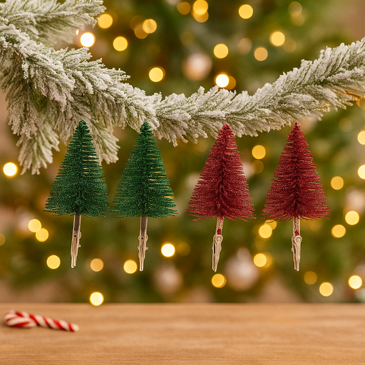 Assorted 14cm sisal Christmas trees with clip – 2 pack for holiday decorations