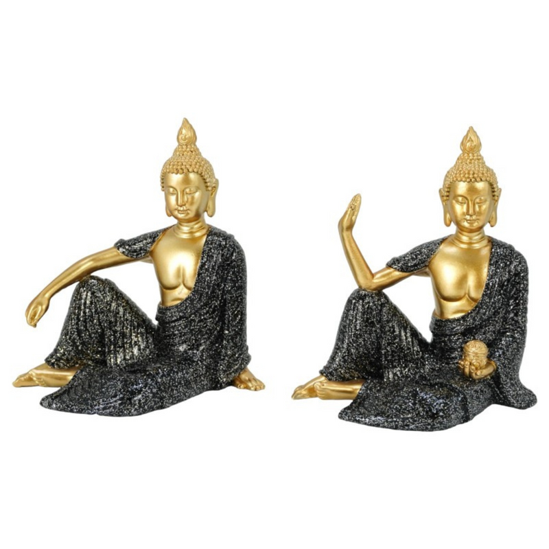 Ronis Sitting Buddha With Black Robe 12cm Assorted
