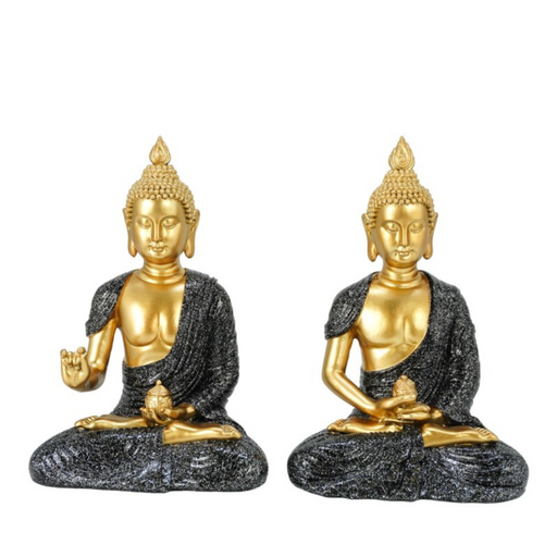 Ronis Sitting Buddha With Black Robe 20cm Assorted