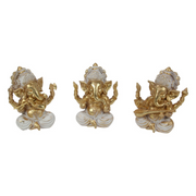 Ronis Sitting Ganesh In Gold Finish 12cm 3 Asstd