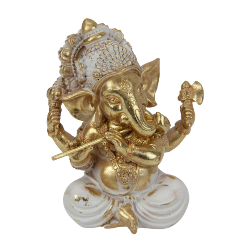 Ronis Sitting Ganesh In Gold Finish 12cm 3 Asstd