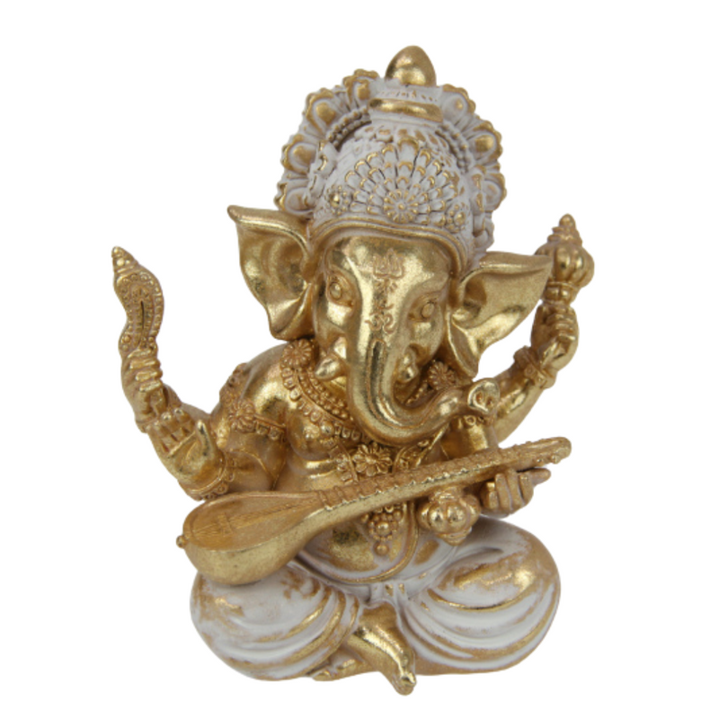 Ronis Sitting Ganesh In Gold Finish 12cm 3 Asstd
