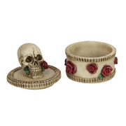 Ronis Skull On Box With Roses 8cm – thumbnail