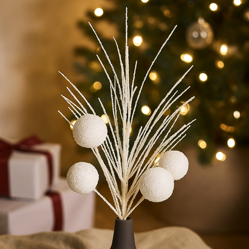 White snow ball stem 60cm artificial Christmas decoration