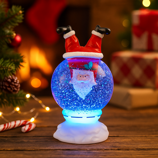 21cm snow globe featuring Santa Claus inside with swirling snow and festive base