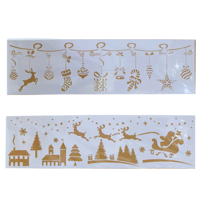 14x50cm Christmas snow spray stencil with assorted sleigh scene designs for glass surfaces