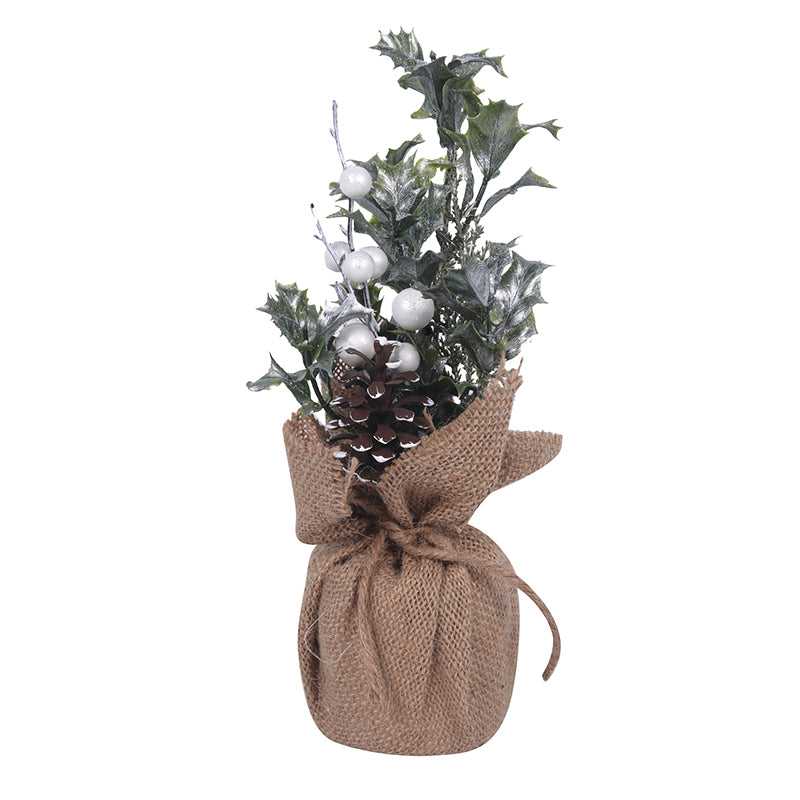 Ronis Snowcapped Christmas Tree in Burlap Pot 28cm