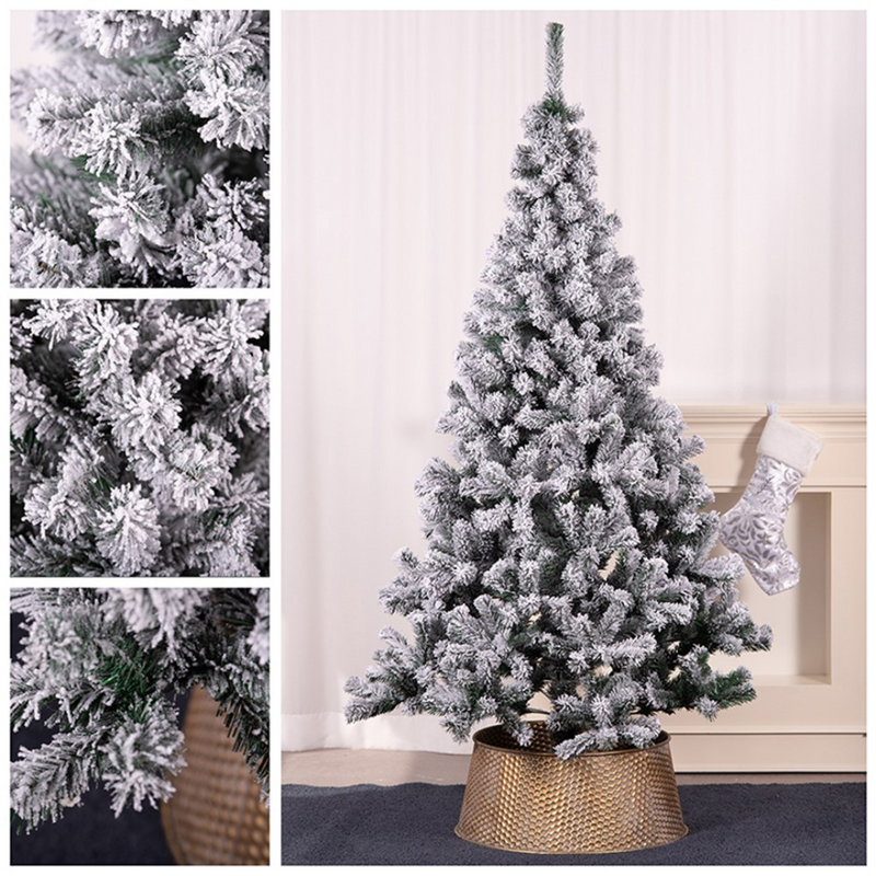 210cm snowcapped artificial Christmas tree with 650 tips and metal base, featuring snow-frosted green branches
