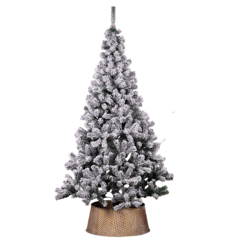 210cm snowcapped artificial Christmas tree with 650 tips and metal base, featuring snow-frosted green branches