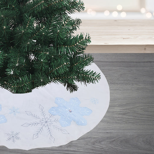 Ronis Snowflake Embroidered Tree Skirt 120cm White