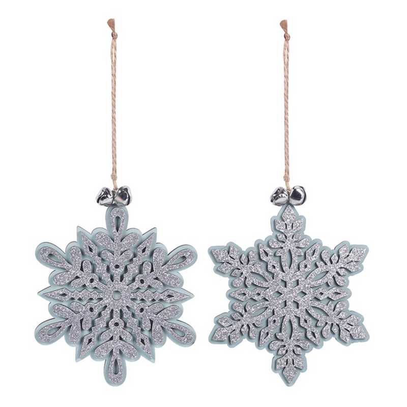 Ronis Snowflake Tree Ornaments MDF 11.5cm 2 Asstd
