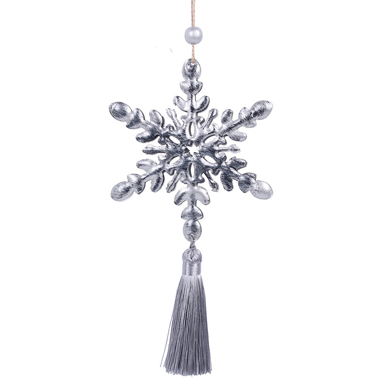 Ronis Snowflake with Tassel Metal Tree Ornament 12cm