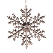 Silver snowflake tree ornament, 14.3cm plastic Christmas decoration