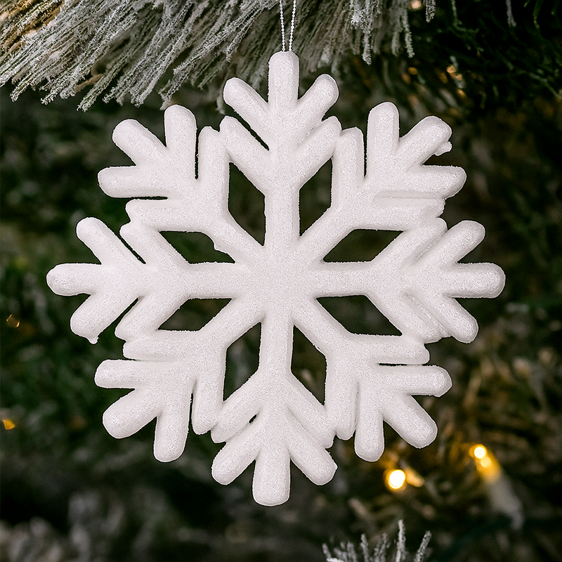 24cm white polyfoam snowflake decoration for Christmas tree and winter décor