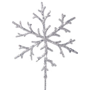 Snowflake stem 55cm silver – sparkling Christmas decorative pick