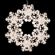 White iridescent acrylic snowflake wreath ornament, 12.6cm, for Christmas tree décor
