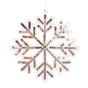 White snowflake ornament with mirror details and glitter, 25cm polyfoam Christmas decoration