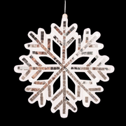 White snowflake ornament with mirror details and glitter, 25cm polyfoam Christmas decoration