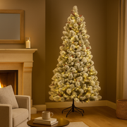 Snowy Bedford 7.5ft artificial Christmas tree with frosted branches and lush green tips