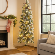 Snowy Bedford 7.5ft Pre-Lit Christmas Tree – Realistic Snow-Covered Pine with LED Lights