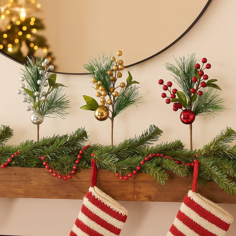 Assorted snowy pine berry bauble for Christmas tree and décor