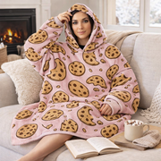 Ladies printed Snuggy Sherpa hoodie featuring ultra-soft sherpa fleece for warm, cosy comfort during cold winter days and nights. – thumbnail