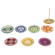 Ronis Soapstone 7 Chakra Round Incense Holder 8cm Assorted