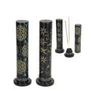 Soapstone Incense Tower 27cm Black/Gold Assorted – thumbnail