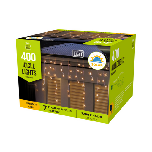 Ronis Solar Icicle Lights 400 Warm White
