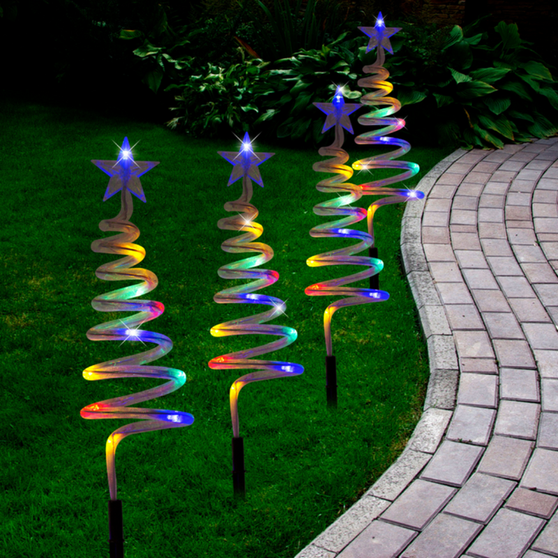 Led Solor Trees Solar Led Mesh Spiral Tree 4Pc Multi — Ronis