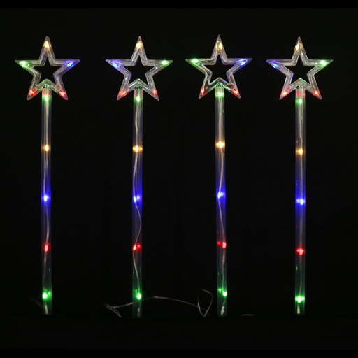 Ronis Solar LED Star Path Lights 55cm 4pk Multi