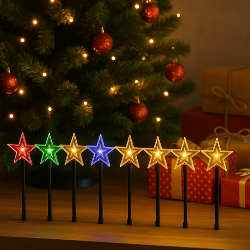 Solar LED star path lights 5 pack assorted for garden walkway