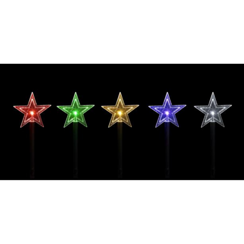 Solar LED star path lights 5 pack assorted for garden walkway