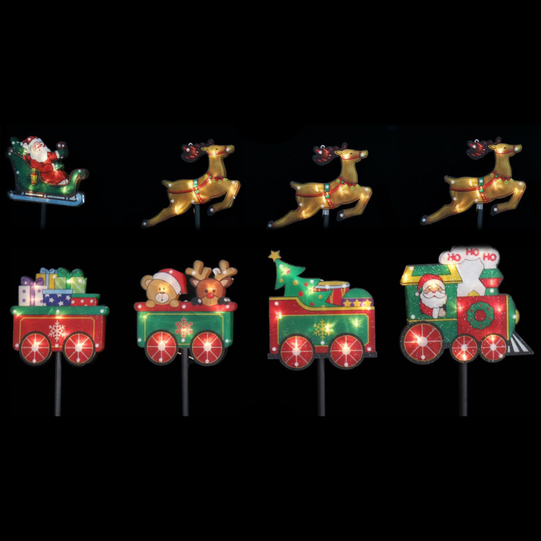 Solar Santa Train Solar Sleigh/Train PVC Laser Path Lights Assorted — Ronis