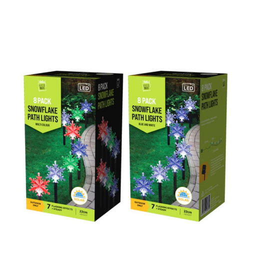 Ronis Solar Snowflake Path Lights 8pk Assorted