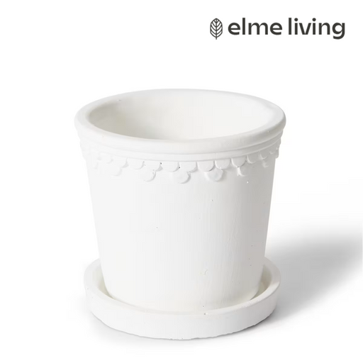 Ronis Sophia Pot with Saucer White 11x11x11cm
