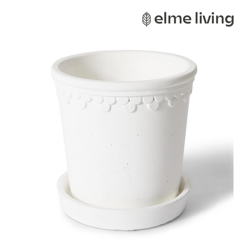 Ronis Sophia Pot with Saucer White 15x15x14cm
