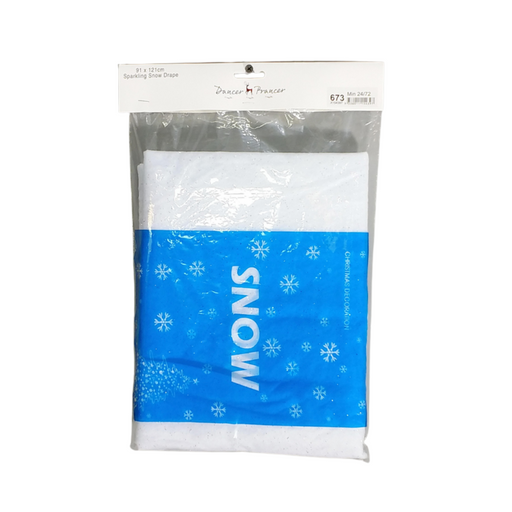 Sparkling white snow drape fabric with glitter, sized 91x121cm, for Christmas display decoration