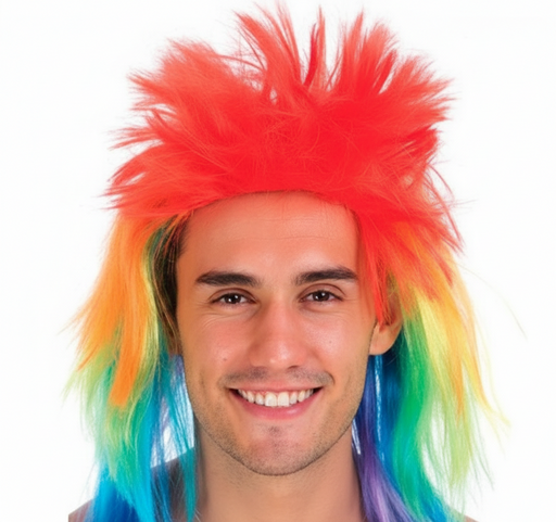 Long spiky rainbow wig for costume and festival wear
